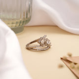 Triple Square White Stone Multi Band Silver Ring