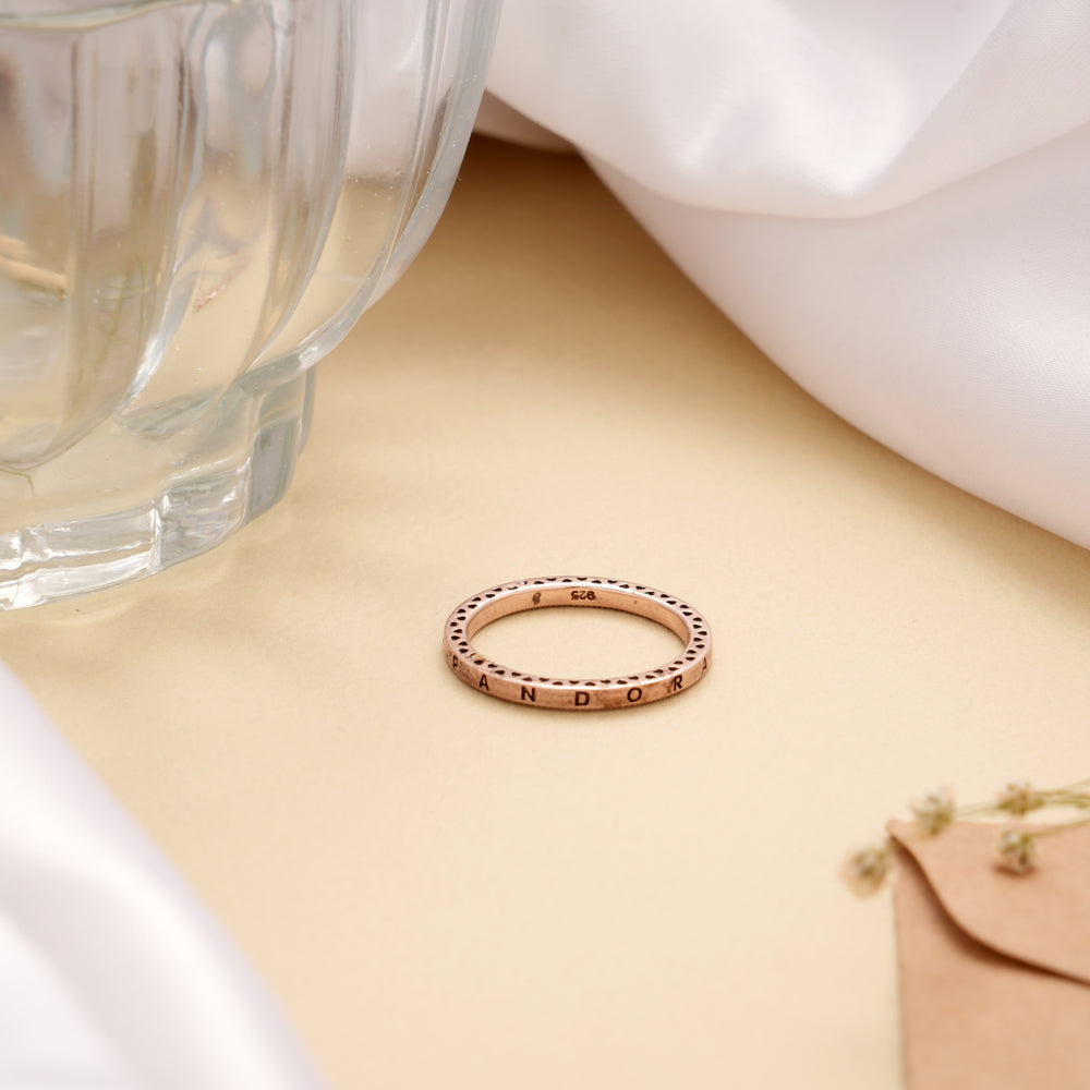 Sleek Pandora Silver Rose Golden Ring