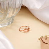 Minimal Wavy Pattern Silver Rose Golden Ring