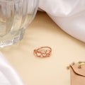 Minimal Wavy Pattern Silver Rose Golden Ring