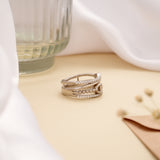 Multi Band Buckle Design Silver Ring