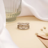 Multi Band Buckle Design Silver Ring