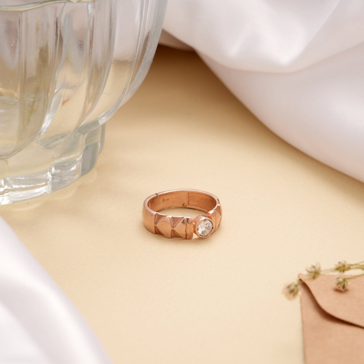 Bold Band Design Silver Rose Golden Ring
