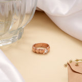 Bold Band Design Silver Rose Golden Ring