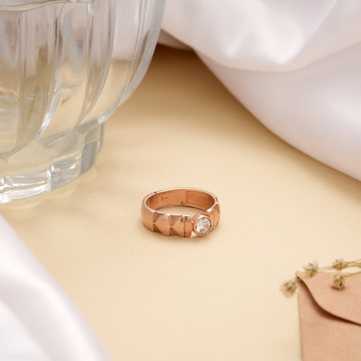 Bold Band Design Silver Rose Golden Ring