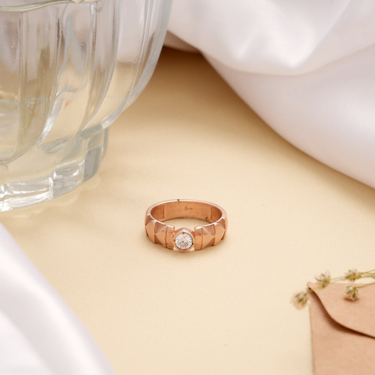 Bold Band Design Silver Rose Golden Ring