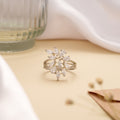 Marquise Cut Stone Triple Layer Silver Ring