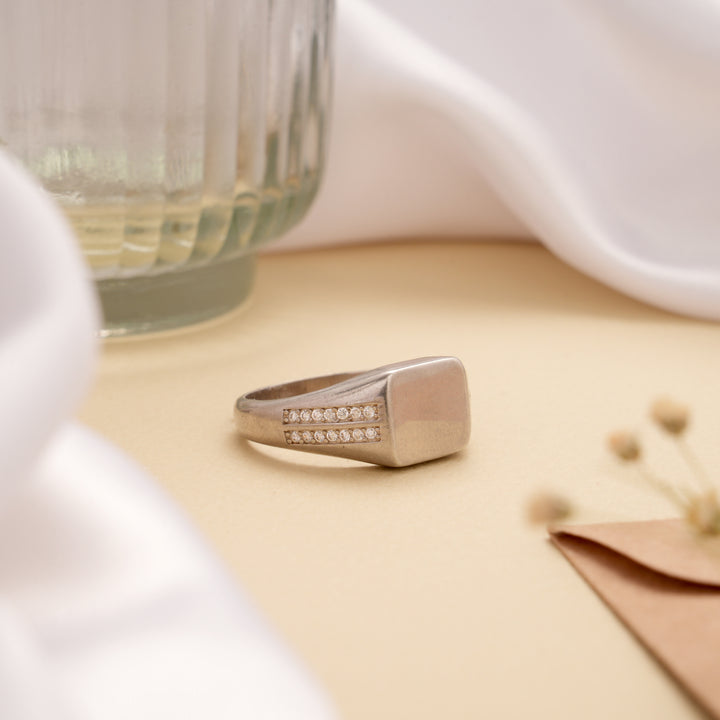 Signet Square Design Men’s Silver Ring