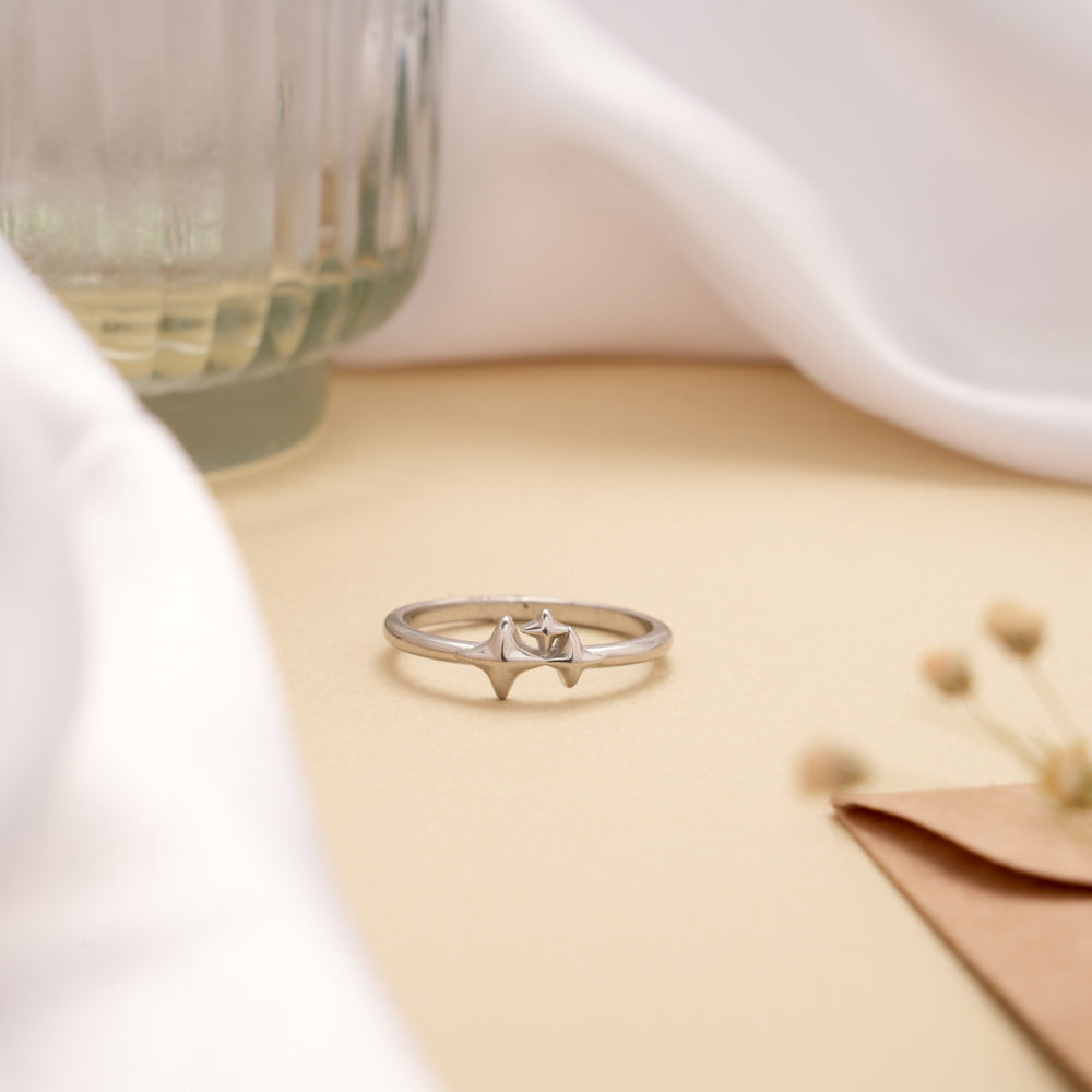 Stellar Triple Star Design Silver Ring