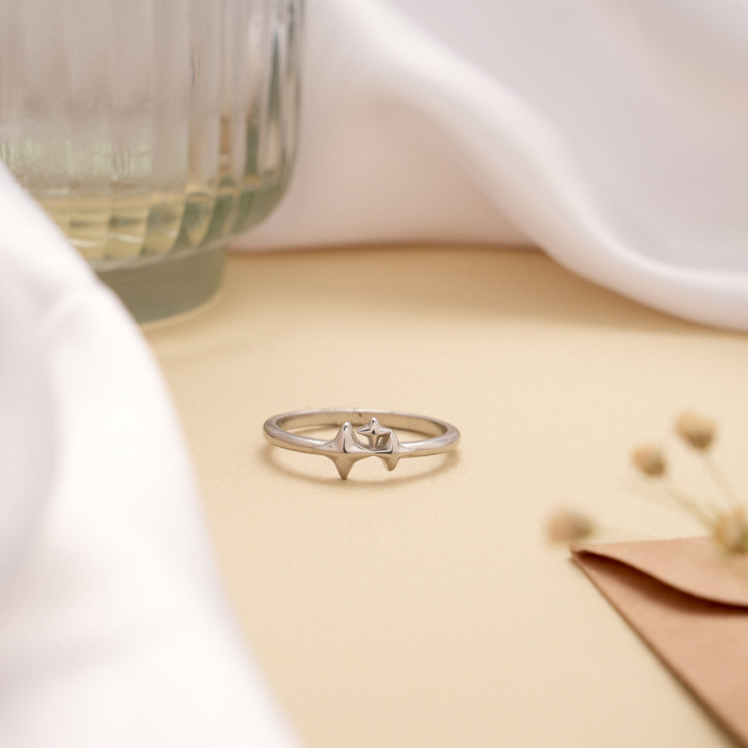 Stellar Triple Star Design Silver Ring