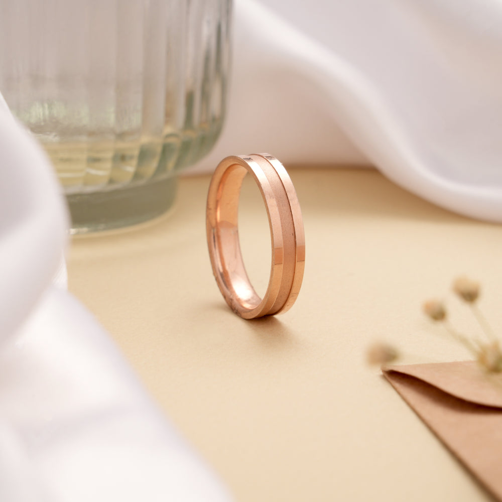 Elegant Band Design Silver Rose Golden Ring