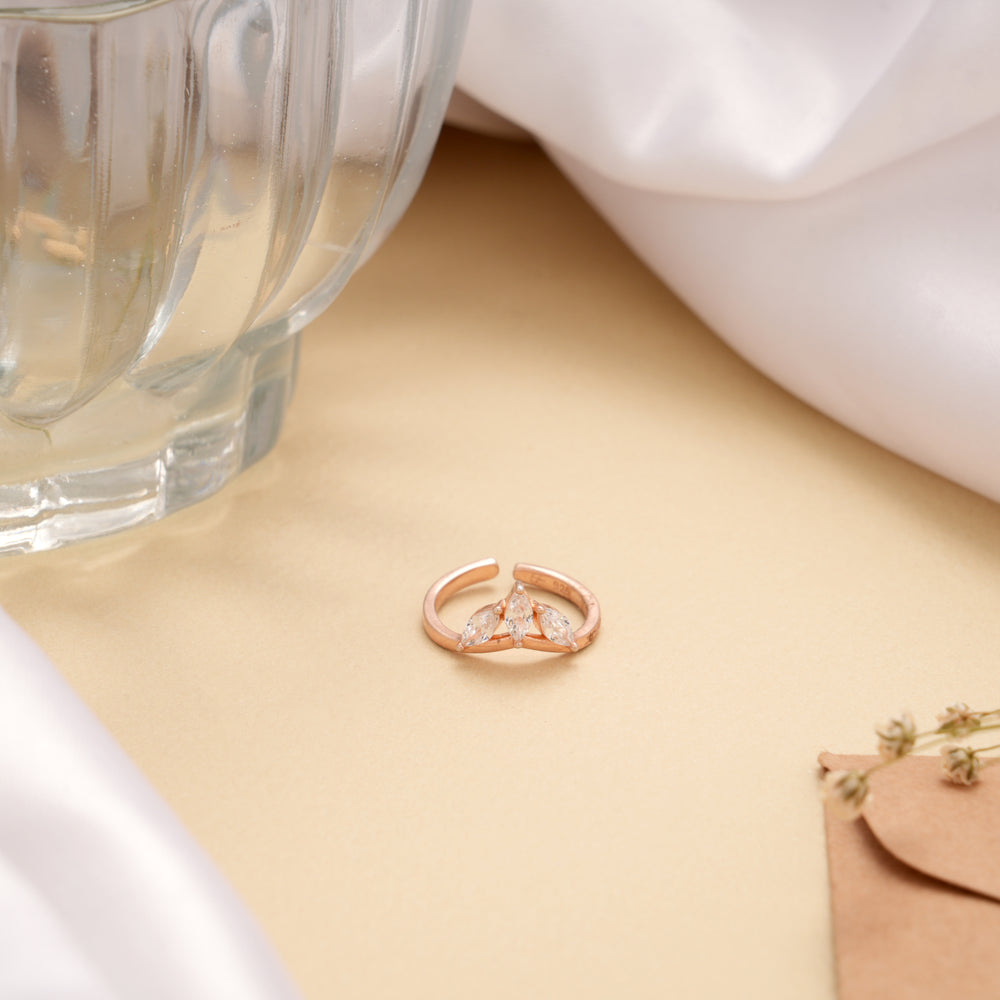 Marquise Cut Crown Style Rose Golden Ring