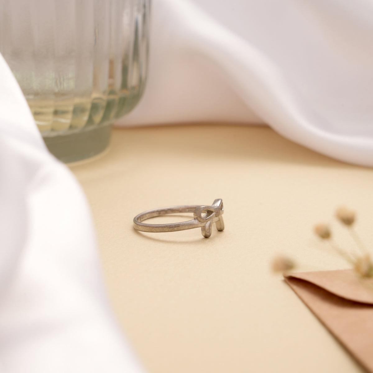 Trendy Bow Ribbon Design Silver Ring