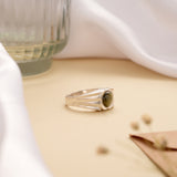 Oval Cat Eye Stone Silver Ring