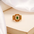Blossom Floral Emerald Stone Men’s Golden Ring