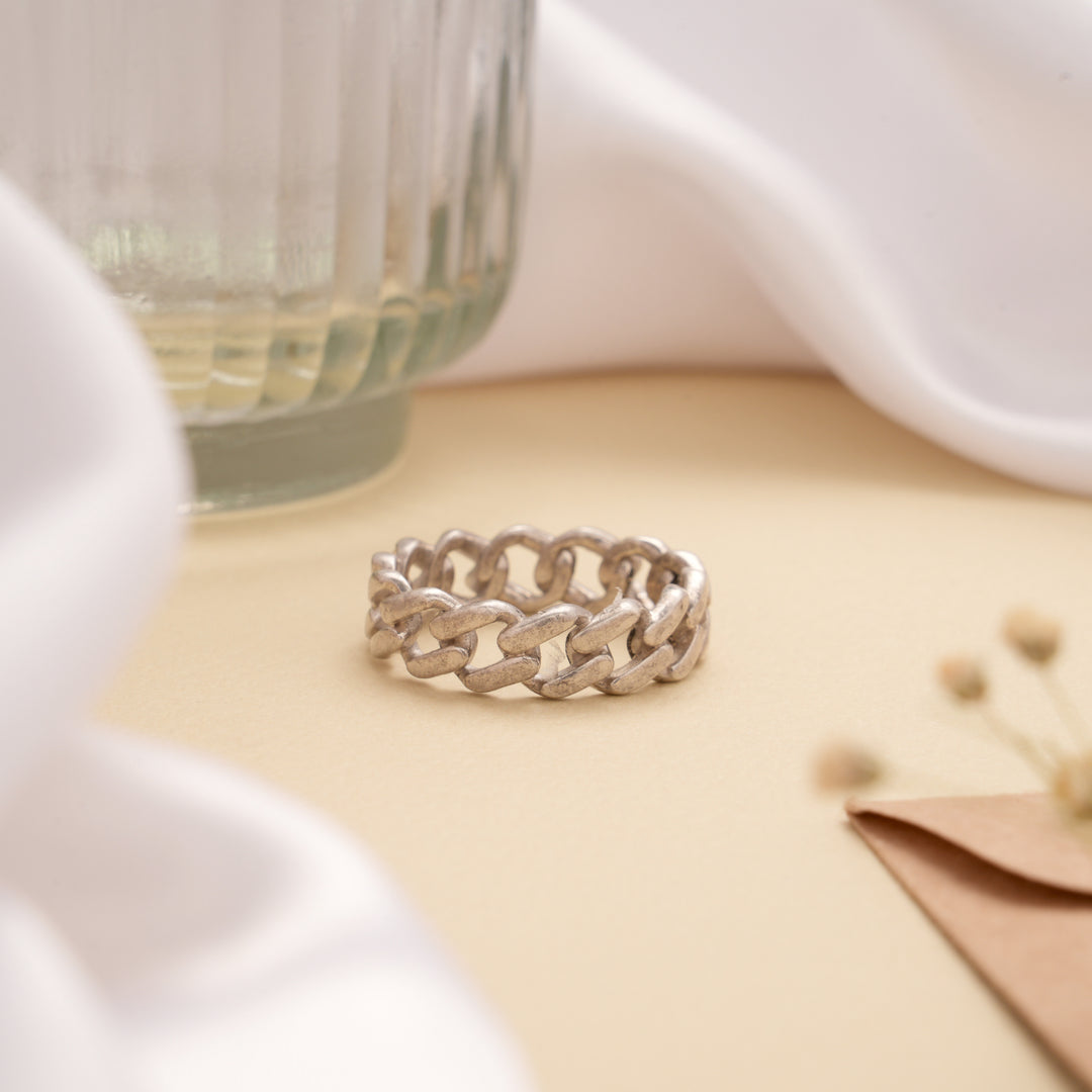 Curb Link Design Men’s Silver Ring