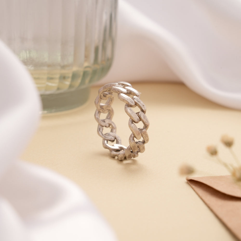 Curb Link Design Men’s Silver Ring