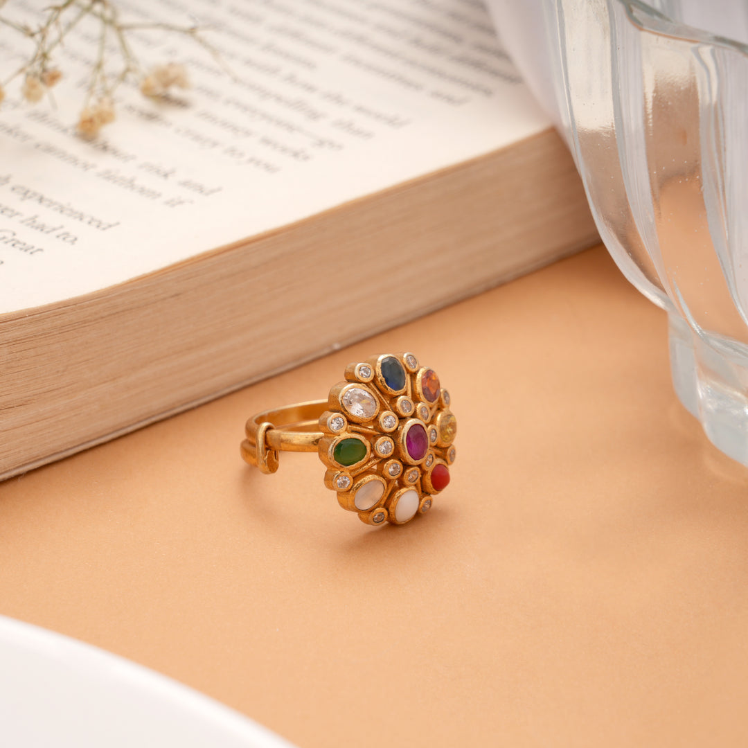 Classic Navarathana Golden Adjustable Ring