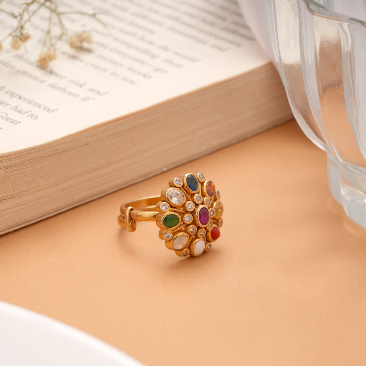 Classic Navarathana Golden Adjustable Ring