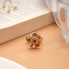 Classic Navarathana Golden Adjustable Ring