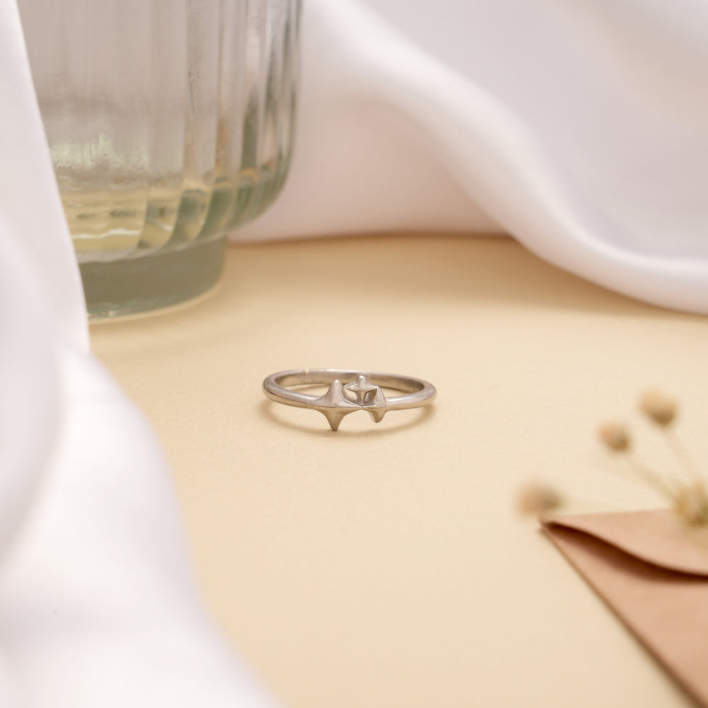 Tiny Charm Triple Star Silver Ring