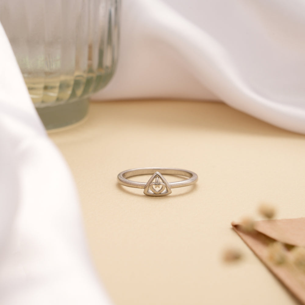 Cute Little Triangular Shape Silver Ring
