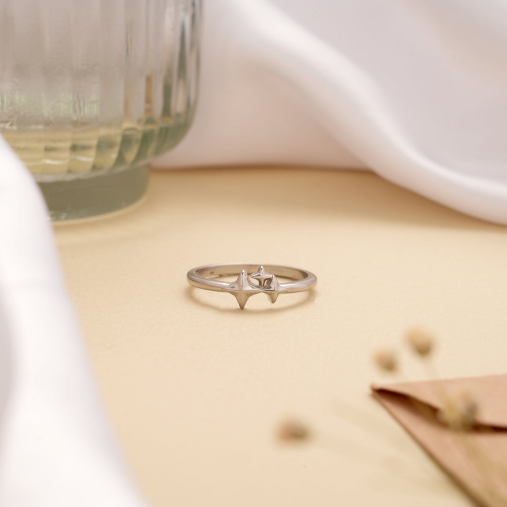 Regal Triple Starburst Fancy Silver Ring