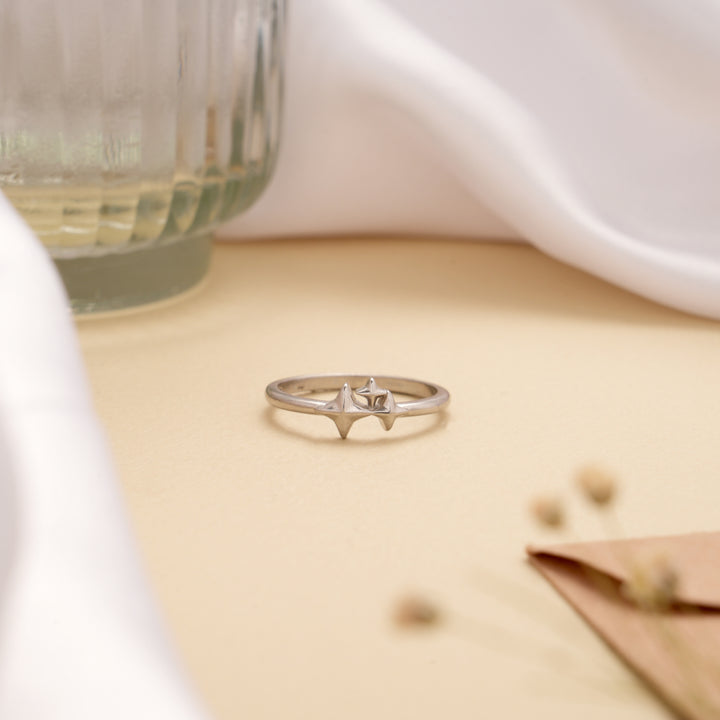 Regal Triple Starburst Fancy Silver Ring