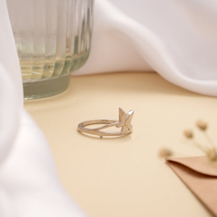 Trendy Bow and Star Silver Ring