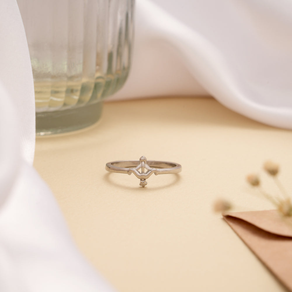 Minimal Bow and Arrow Design Silver Ring