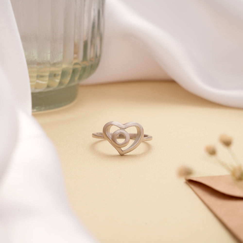 Trendy Cut Out Heart Design Silver Ring
