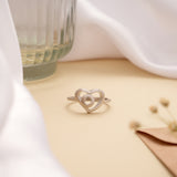 Trendy Cut Out Heart Design Silver Ring