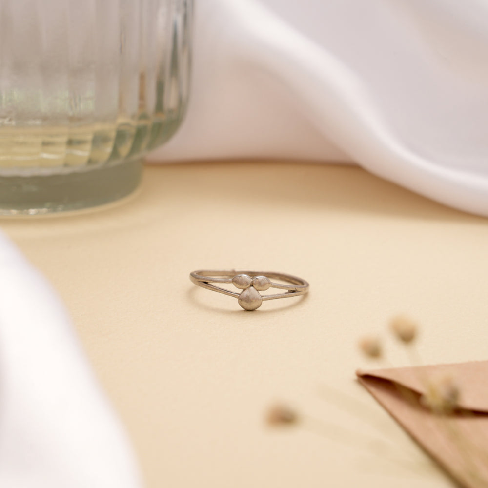 Silver Stack Three Ball Fancy Ring