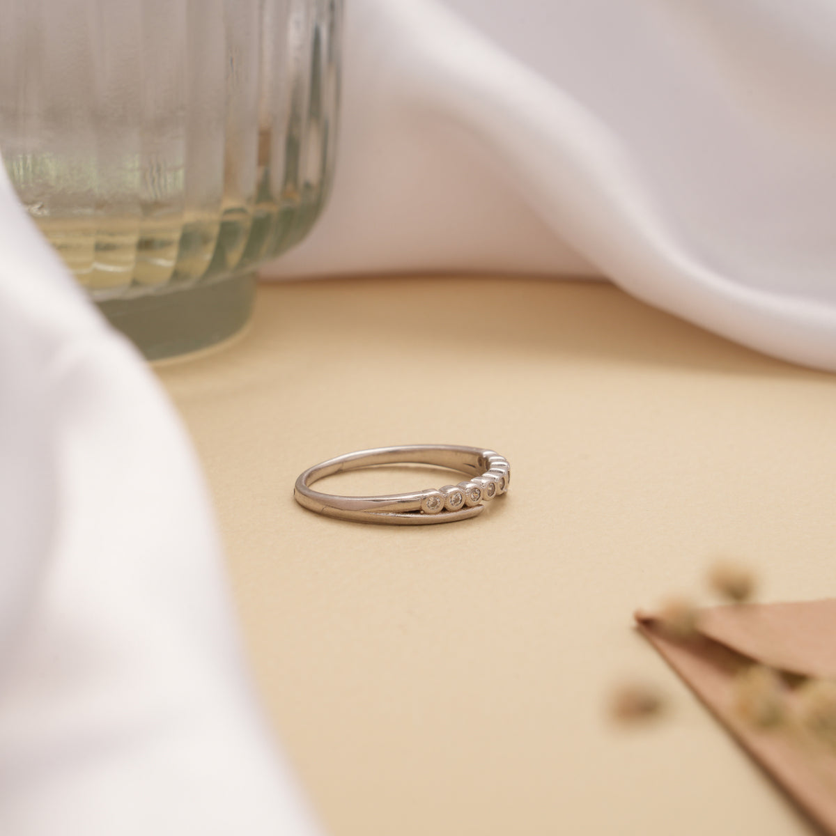 Tiny Charm Band Design Silver Ring