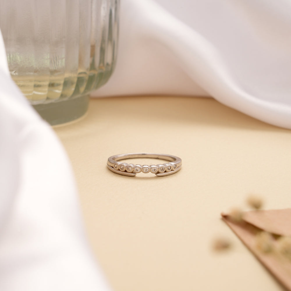 Tiny Charm Band Design Silver Ring