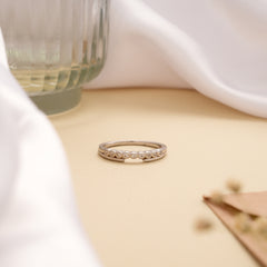 Tiny Charm Band Design Silver Ring