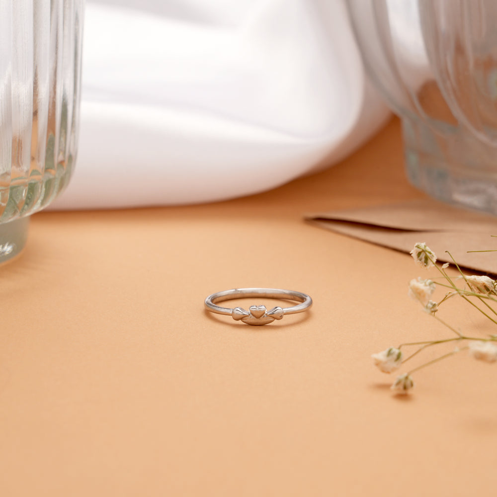 Minimal Winged Heart Design Silver Ring