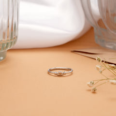 Minimal Winged Heart Design Silver Ring