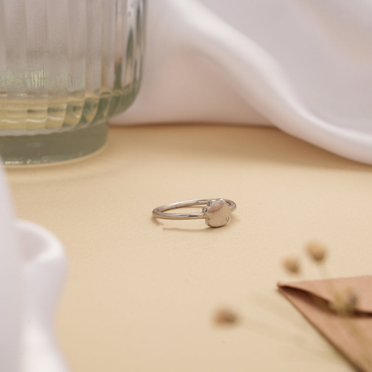 Tiny Charm Cloud Shape Silver Ring