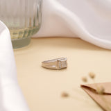 Sleek Square Cluster Design Silver Ring