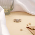 Sleek Square Cluster Design Silver Ring