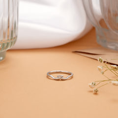 Cute Little Charm Curved Silver Ring