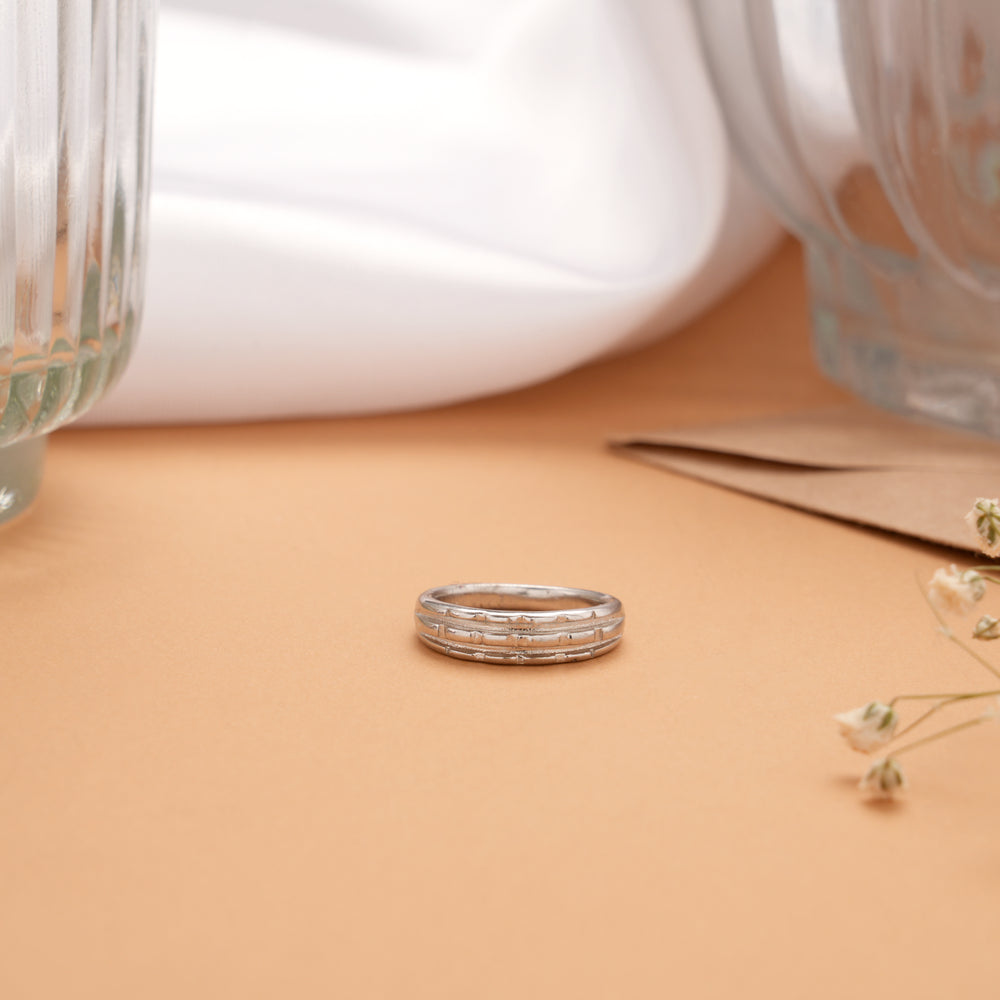 Classic Textured Design Silver Ring