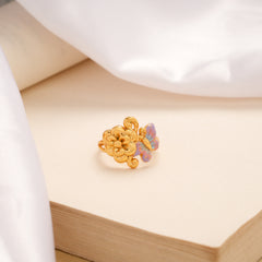 Classic Butterfly Flower Design Golden Ring
