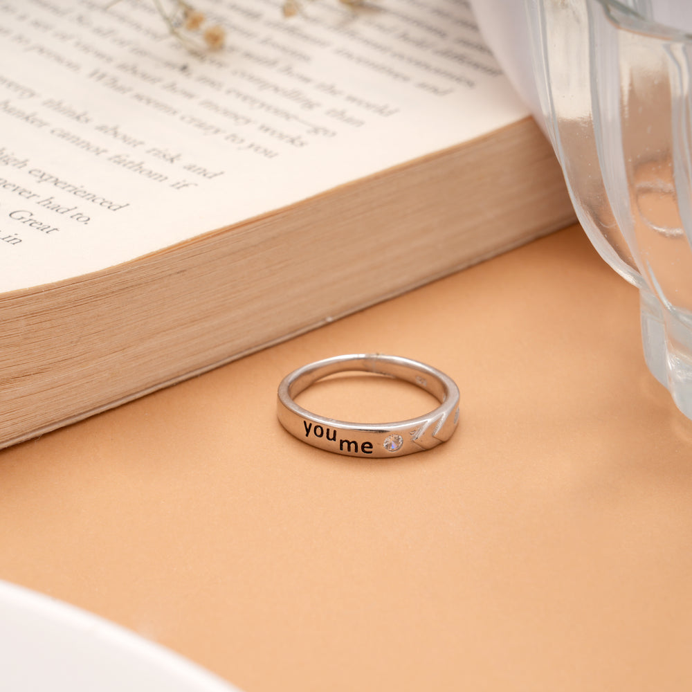 Romantic Silver You and Me Ring