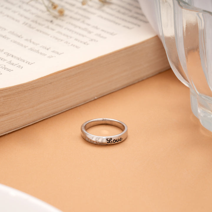 Lovely Love Enamel Silver Couples Ring