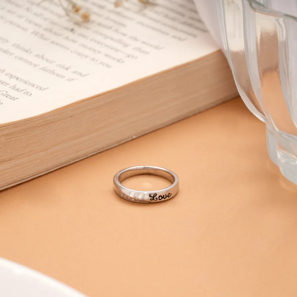 Lovely Love Enamel Silver Ring