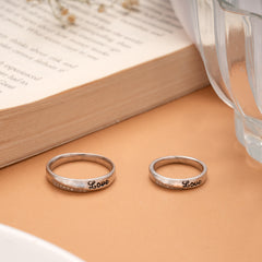 Lovely Love Enamel Silver Couples Ring