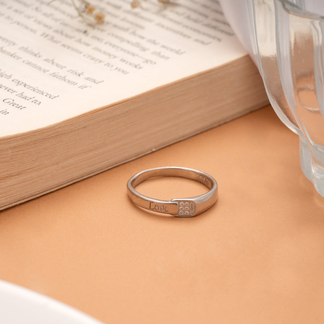 Romantic Silver Love Engraved Couple Ring