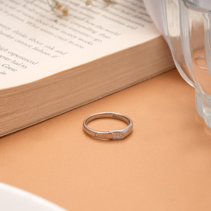 Romantic Silver Love Engraved Couple Ring